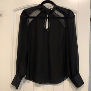Sheer black keyhole BCBG blouse